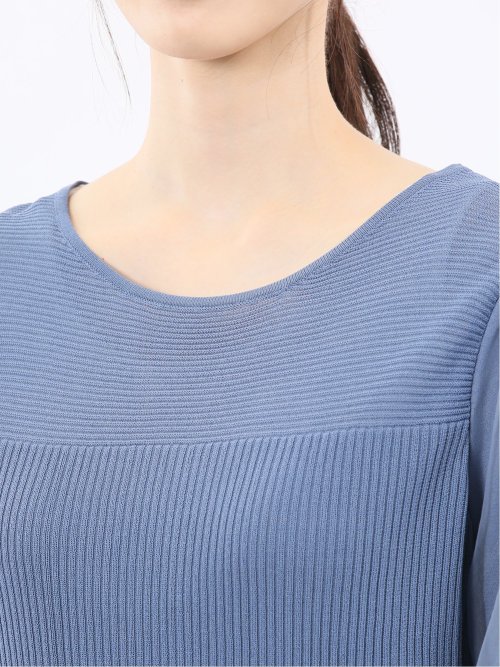 ハンドウォッシャブル 袖チュール ニットプルオーバー