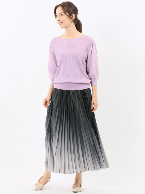 ハンドウォッシャブル 袖チュール ニットプルオーバー