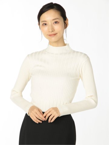 リブハイネック ニットプルオーバー