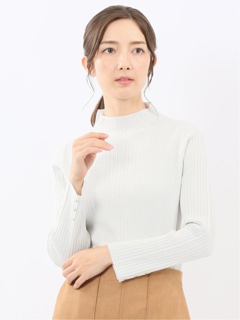 ハンドウォッシャブル ラメリブ ハイネック ニットプルオーバー