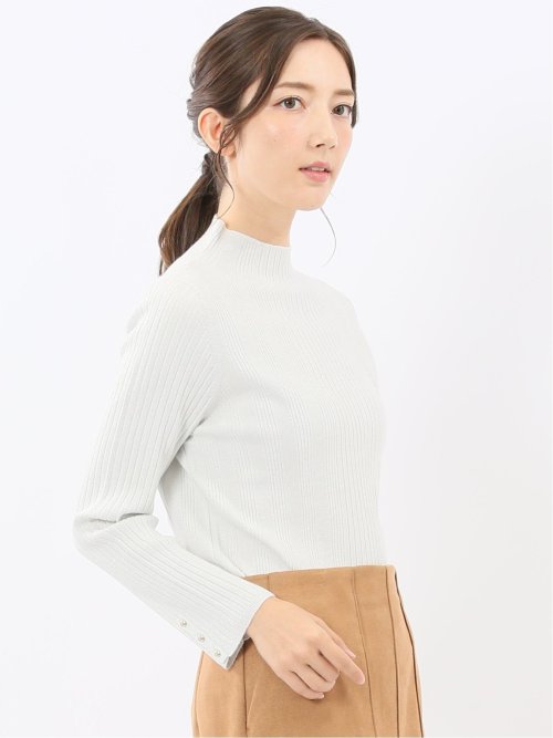 ハンドウォッシャブル ラメリブ ハイネック ニットプルオーバー