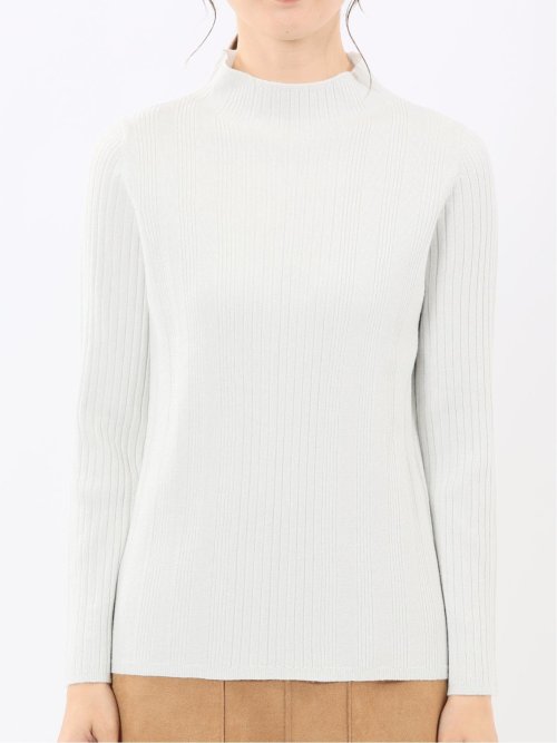 ハンドウォッシャブル ラメリブ ハイネック ニットプルオーバー