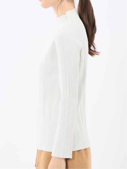 ハンドウォッシャブル ラメリブ ハイネック ニットプルオーバー