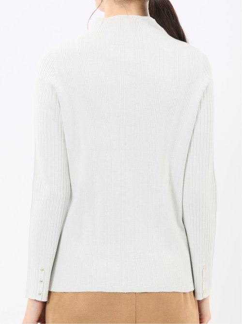 ハンドウォッシャブル ラメリブ ハイネック ニットプルオーバー