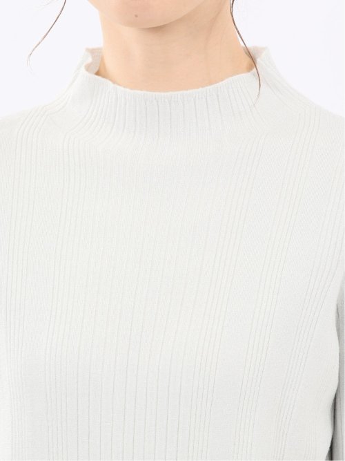 ハンドウォッシャブル ラメリブ ハイネック ニットプルオーバー