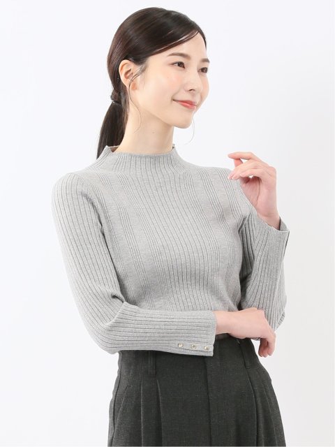 ハンドウォッシャブル ラメリブ ハイネック ニットプルオーバー