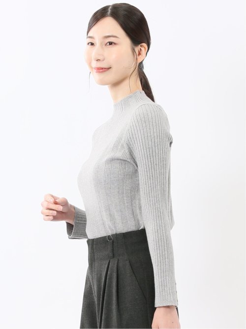 ハンドウォッシャブル ラメリブ ハイネック ニットプルオーバー