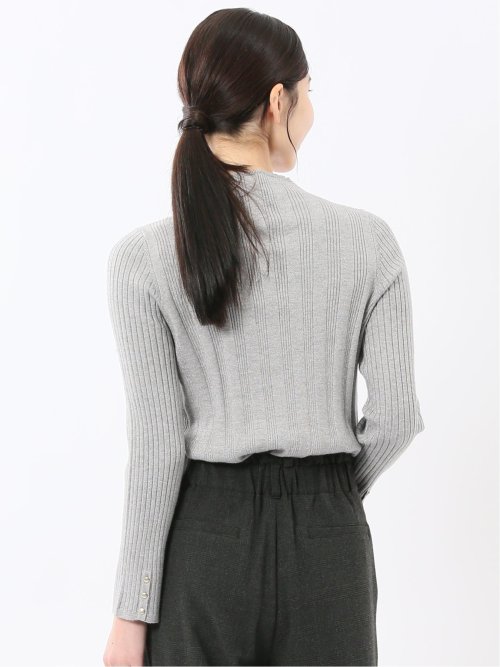 ハンドウォッシャブル ラメリブ ハイネック ニットプルオーバー