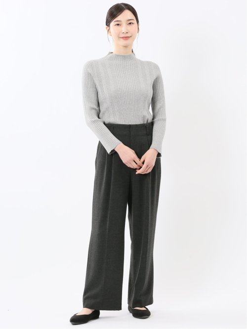 ハンドウォッシャブル ラメリブ ハイネック ニットプルオーバー