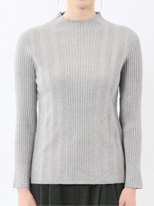 ハンドウォッシャブル ラメリブ ハイネック ニットプルオーバー