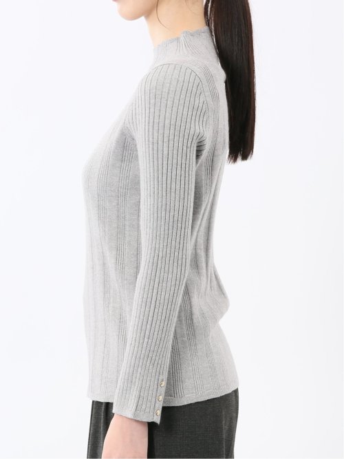 ハンドウォッシャブル ラメリブ ハイネック ニットプルオーバー