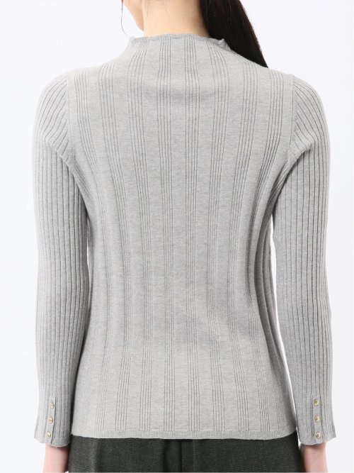 ハンドウォッシャブル ラメリブ ハイネック ニットプルオーバー