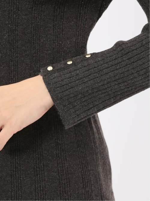 ハンドウォッシャブル ラメリブ ハイネック ニットプルオーバー