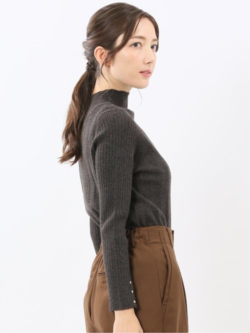 ハンドウォッシャブル ラメリブ ハイネック ニットプルオーバー