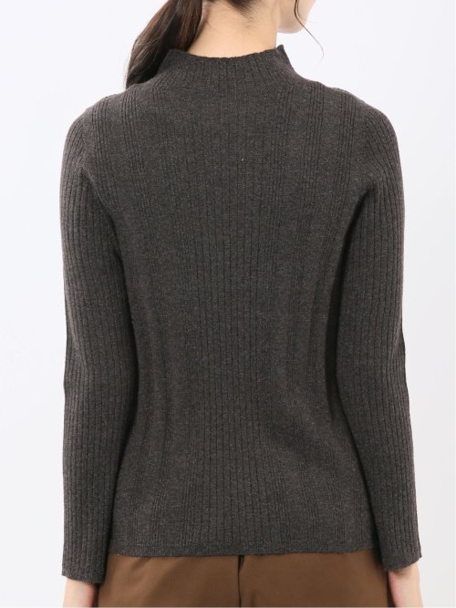 ハンドウォッシャブル ラメリブ ハイネック ニットプルオーバー