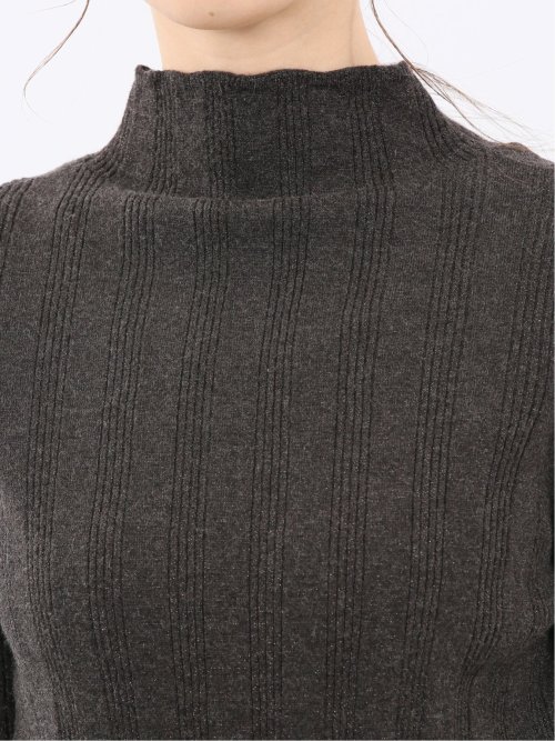 ハンドウォッシャブル ラメリブ ハイネック ニットプルオーバー