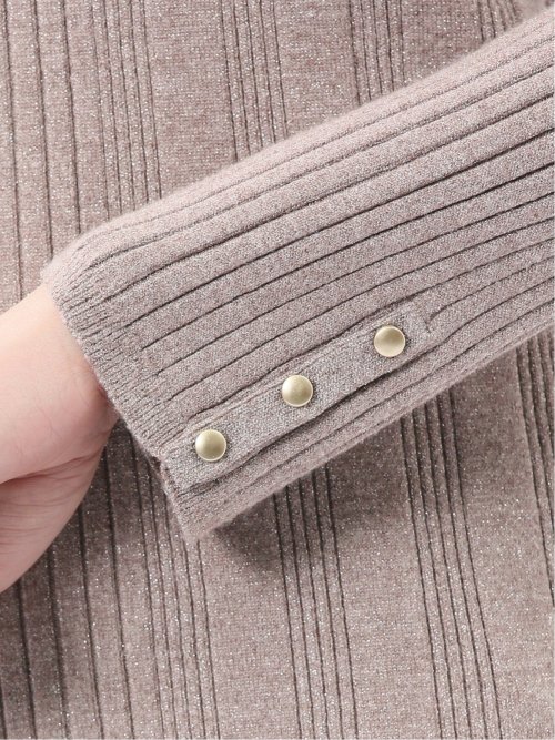 ハンドウォッシャブル ラメリブ ハイネック ニットプルオーバー