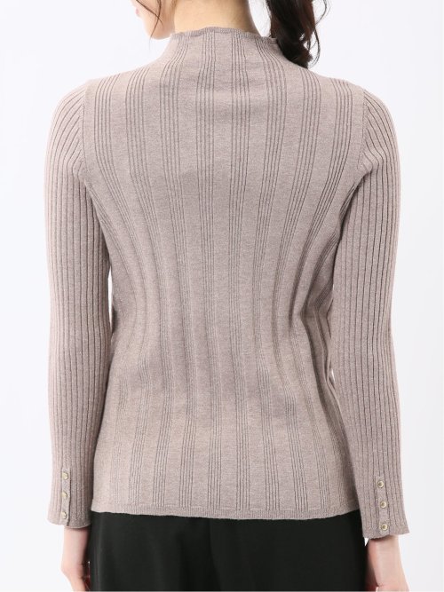 ハンドウォッシャブル ラメリブ ハイネック ニットプルオーバー