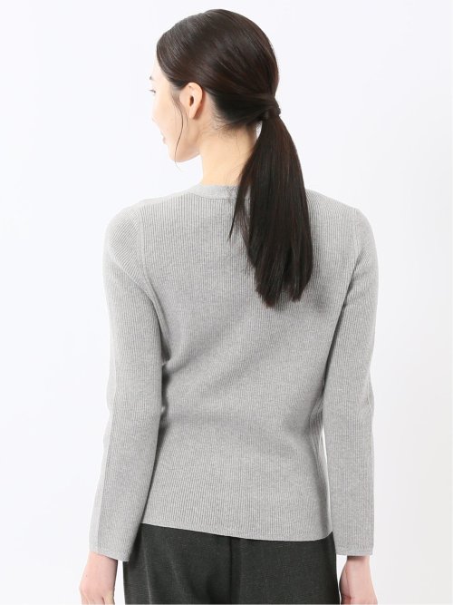 ハンドウォッシャブル ラメリブ Vネック ニットカーディガン