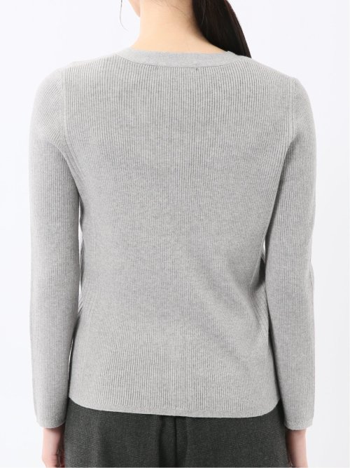 ハンドウォッシャブル ラメリブ Vネック ニットカーディガン