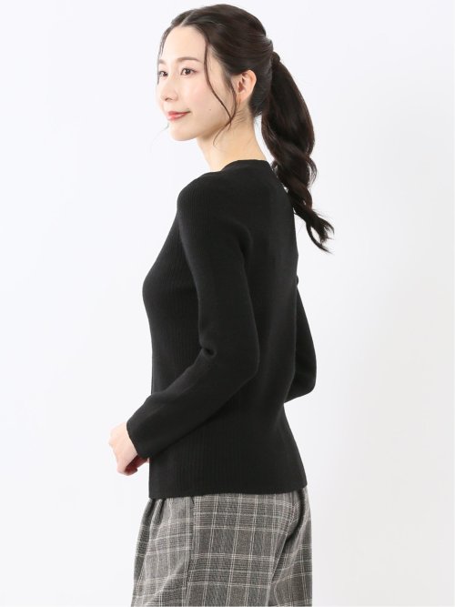 ハンドウォッシャブル ラメリブ Vネック ニットカーディガン