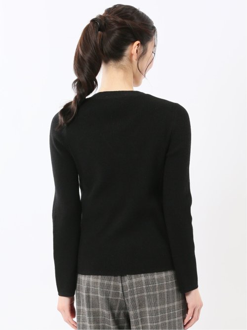 ハンドウォッシャブル ラメリブ Vネック ニットカーディガン