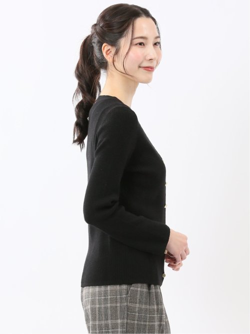 ハンドウォッシャブル ラメリブ Vネック ニットカーディガン