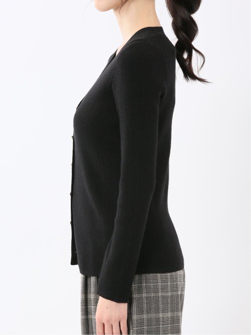 ハンドウォッシャブル ラメリブ Vネック ニットカーディガン