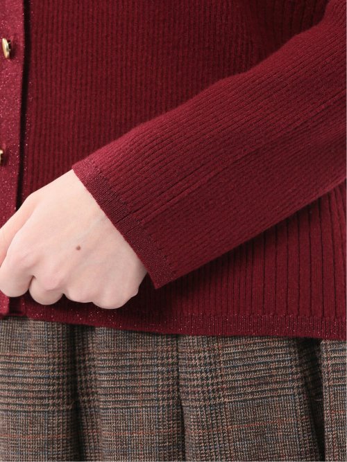 ハンドウォッシャブル ラメリブ Vネック ニットカーディガン