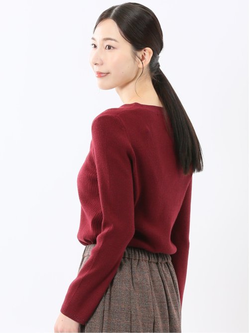 ハンドウォッシャブル ラメリブ Vネック ニットカーディガン