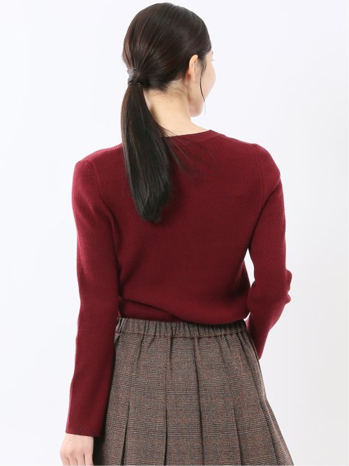 ハンドウォッシャブル ラメリブ Vネック ニットカーディガン