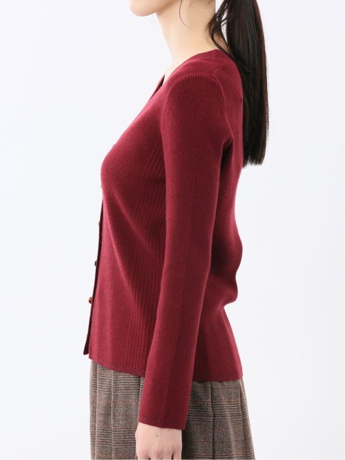 ハンドウォッシャブル ラメリブ Vネック ニットカーディガン