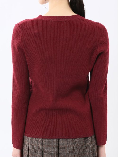 ハンドウォッシャブル ラメリブ Vネック ニットカーディガン