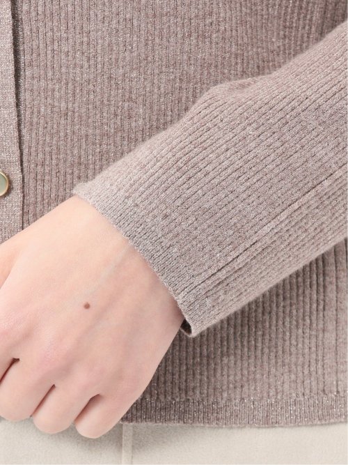 ハンドウォッシャブル ラメリブ Vネック ニットカーディガン