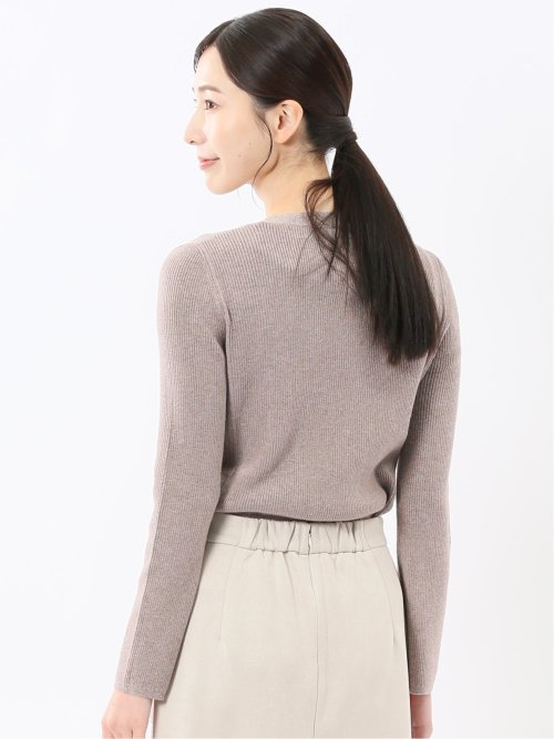 ハンドウォッシャブル ラメリブ Vネック ニットカーディガン