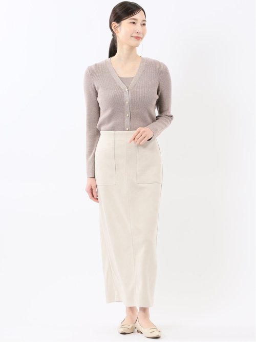 ハンドウォッシャブル ラメリブ Vネック ニットカーディガン