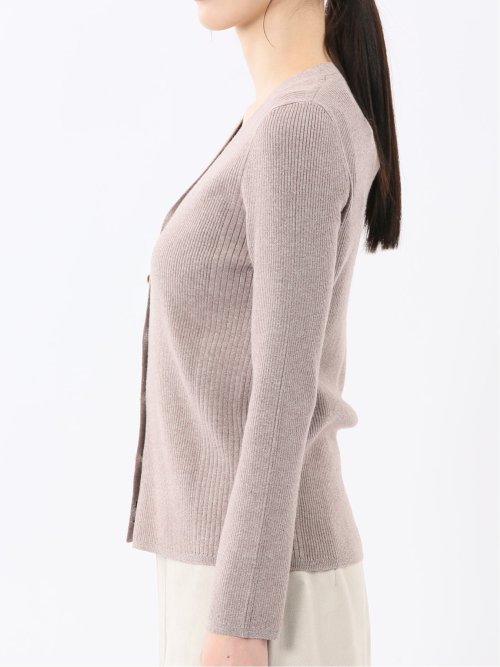 ハンドウォッシャブル ラメリブ Vネック ニットカーディガン