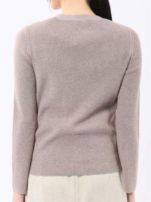 ハンドウォッシャブル ラメリブ Vネック ニットカーディガン