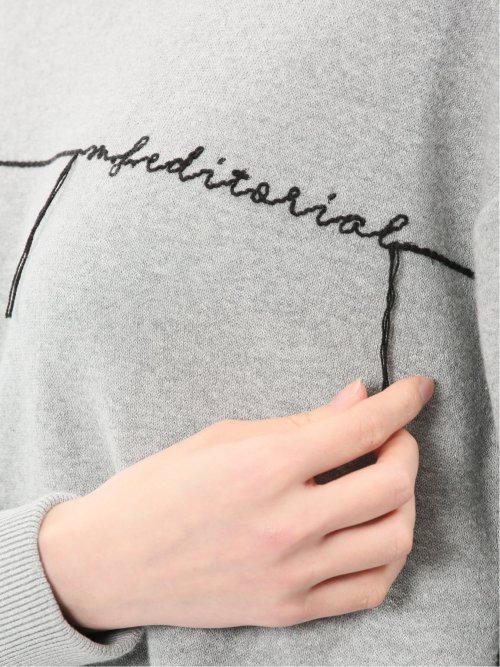 ロゴ刺繍 スエットライク ニットプルオーバー