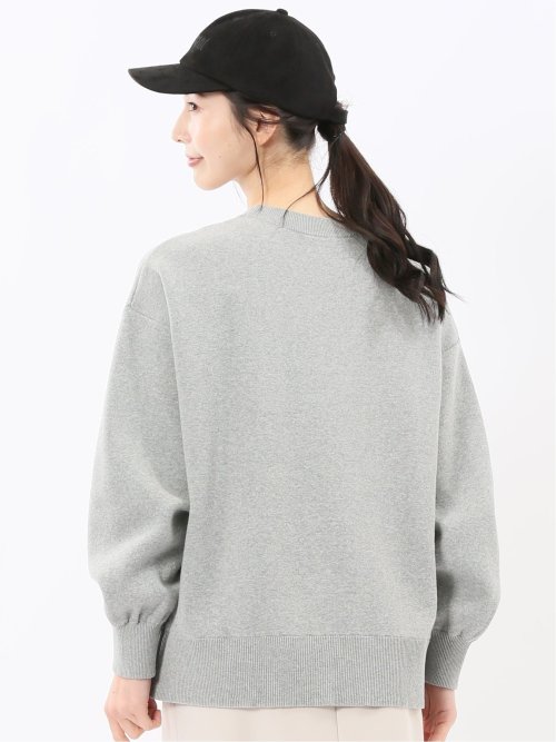 ロゴ刺繍 スエットライク ニットプルオーバー