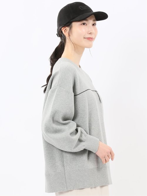 ロゴ刺繍 スエットライク ニットプルオーバー