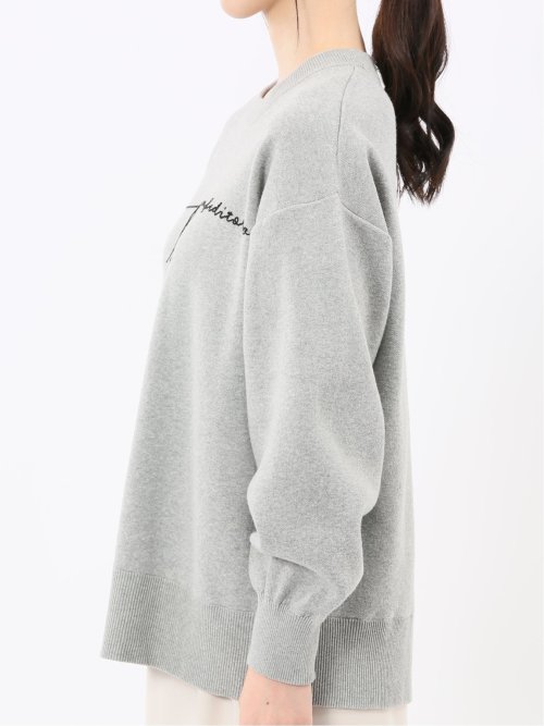 ロゴ刺繍 スエットライク ニットプルオーバー
