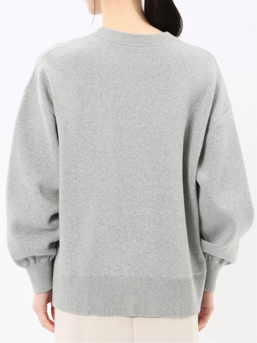 ロゴ刺繍 スエットライク ニットプルオーバー