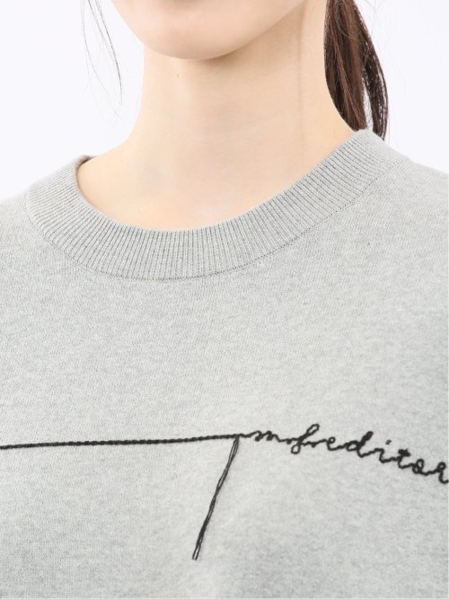 ロゴ刺繍 スエットライク ニットプルオーバー