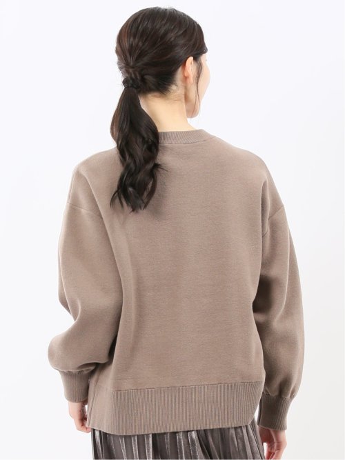 ロゴ刺繍 スエットライク ニットプルオーバー