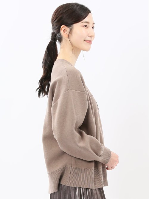 ロゴ刺繍 スエットライク ニットプルオーバー