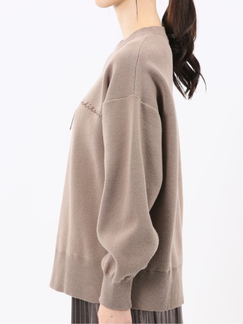 ロゴ刺繍 スエットライク ニットプルオーバー