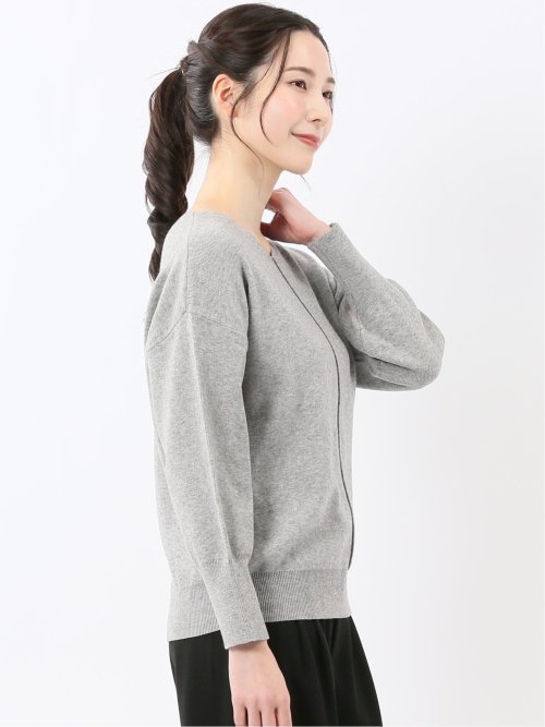 ハンドウォッシャブル センターハギ Vネック ニットプルオーバー