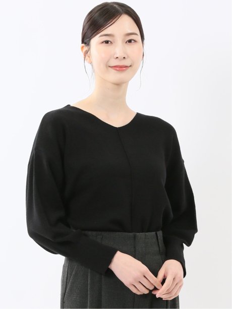 ハンドウォッシャブル センターハギ Vネック ニットプルオーバー