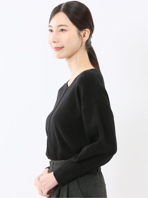 ハンドウォッシャブル センターハギ Vネック ニットプルオーバー